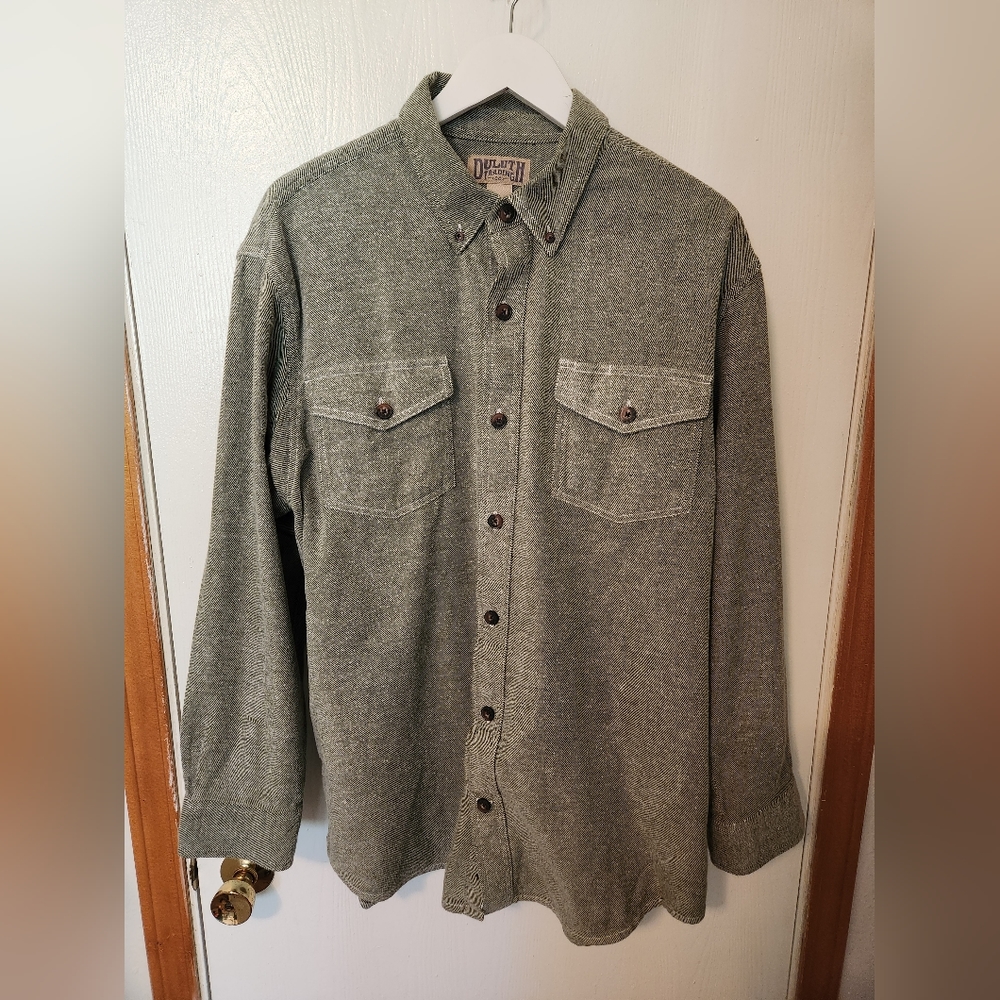 Grey Large Duluth Trading Company Flannel Shirt